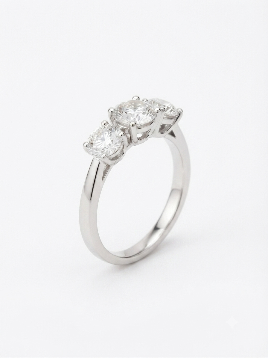 Anillo de Tres Piedras Circonitas