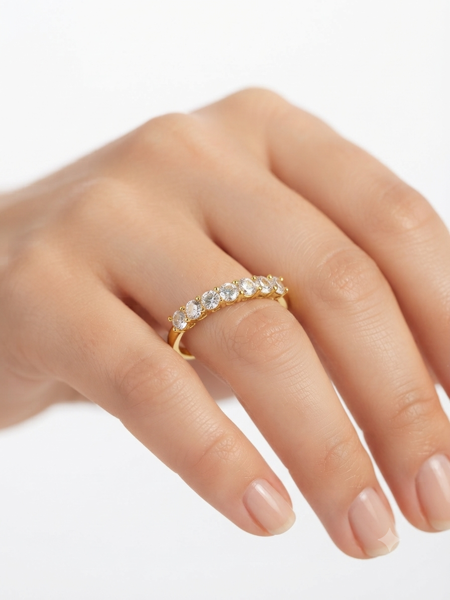 Anillo de Plata con Baño de oro con Circonitas