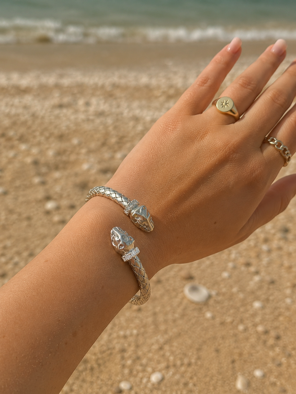 Pulsera de Plata de Ley con Cabeza de Tigre
