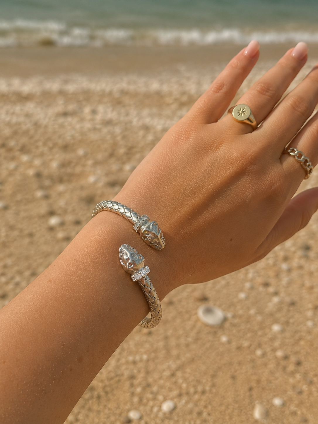 Pulsera de Plata de Ley con Cabeza de Tigre
