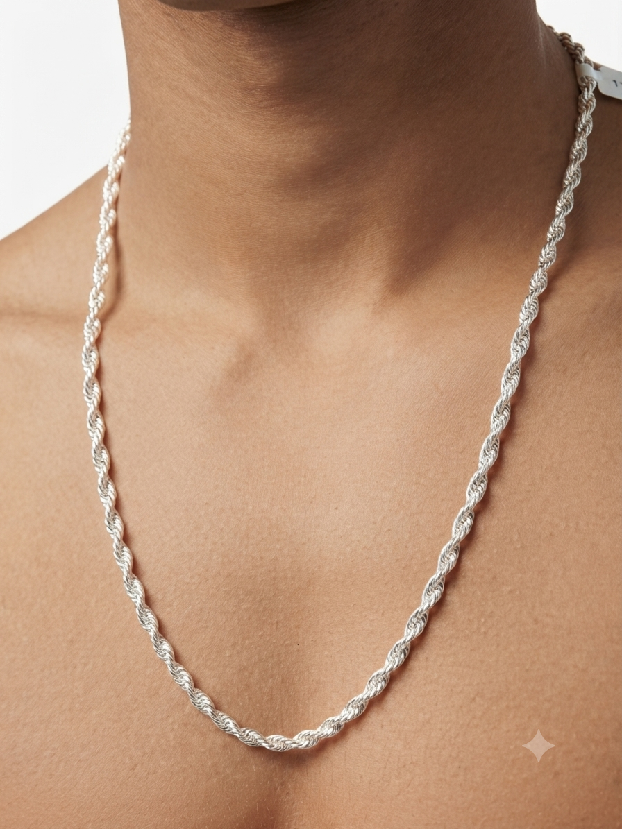 Cadena de Plata Trenzada cordón