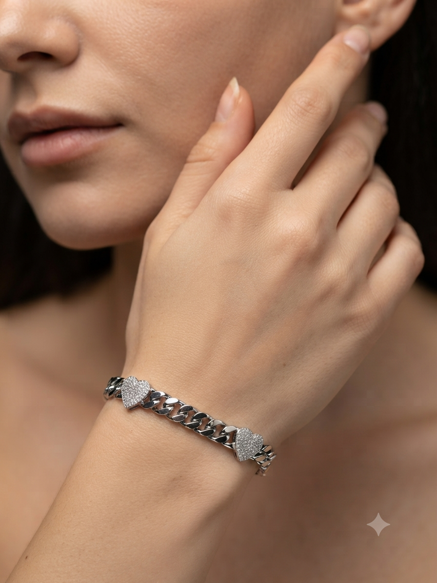 Pulsera de Cadena Cubana de Plata 925