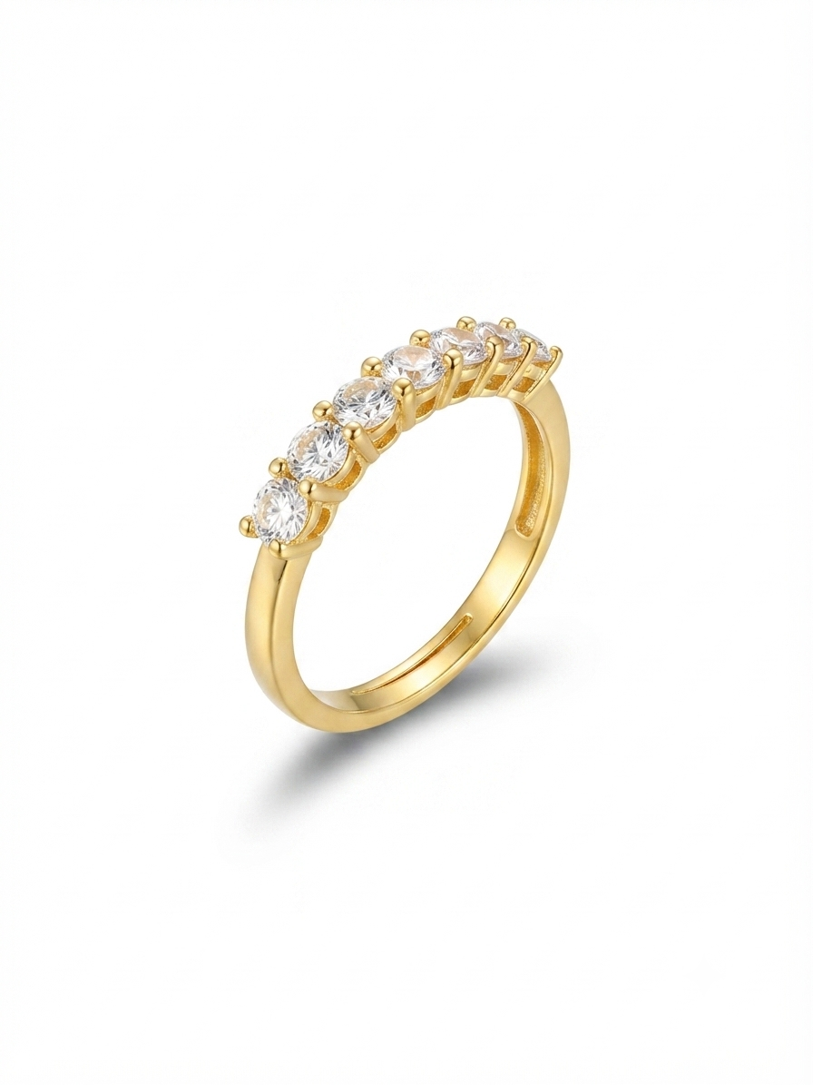 Anillo de Plata con Baño de oro con Circonitas