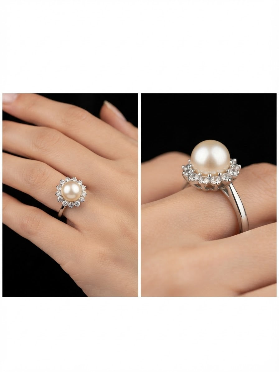 Anillo de Perla y Circonitas