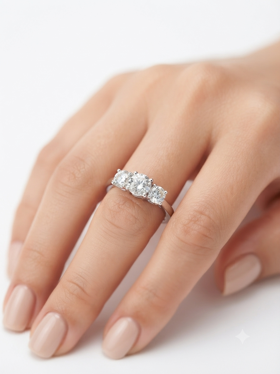 Anillo de Tres Piedras Circonitas