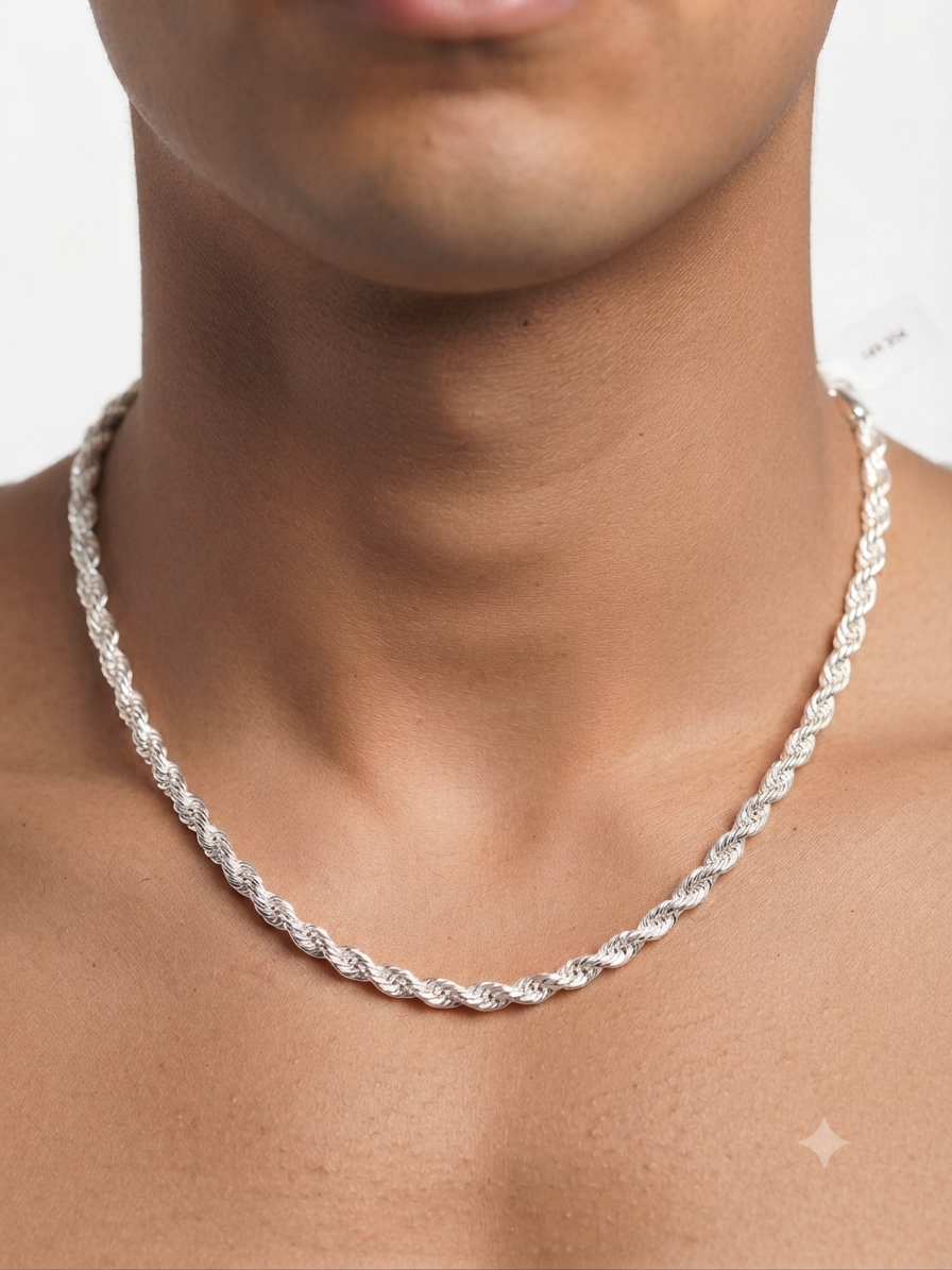 Cadena de Plata Trenzada Cordón