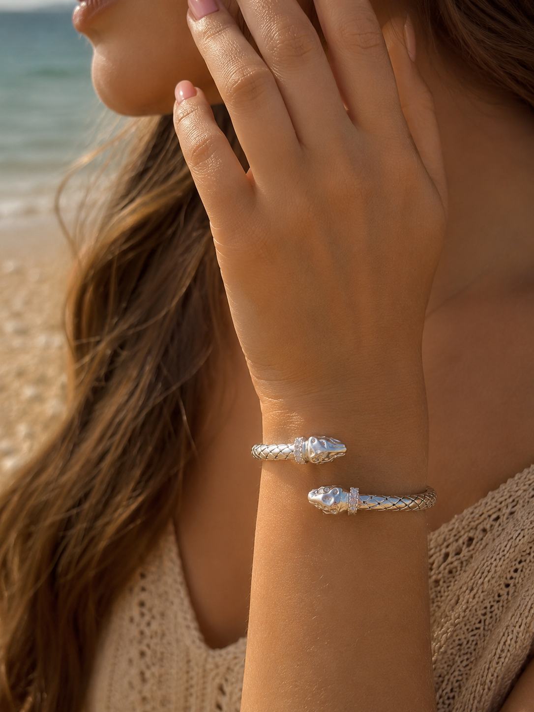 Pulsera de Plata de Ley con Cabeza de Tigre